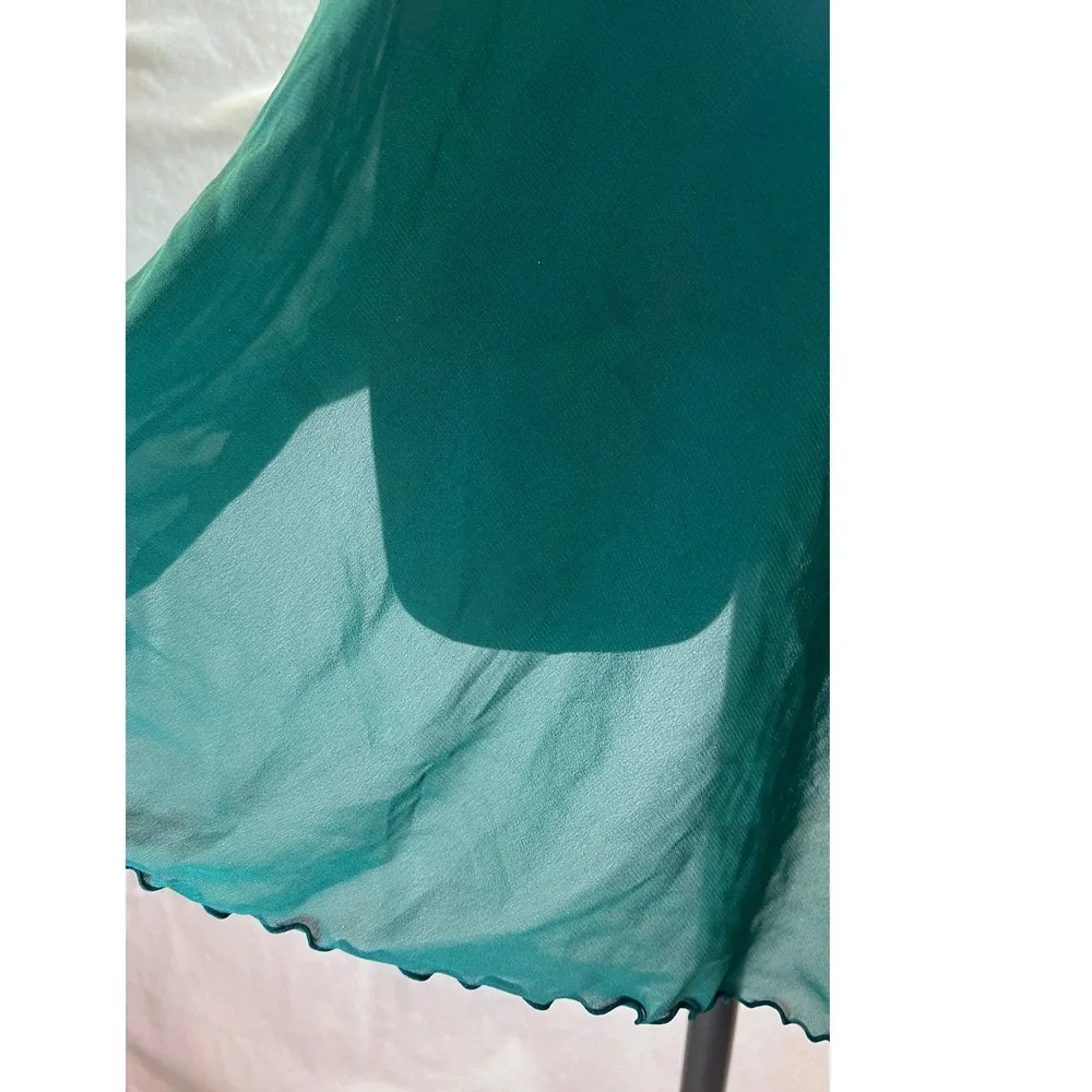 Victoria's Secret Emerald Green Satin Chiffon Rosette Babydoll Chemise Large